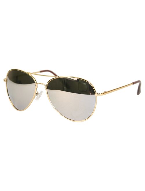 Classic Tear Drop Mirror Lens Aviator Sunglasses (Gold / Mirror)