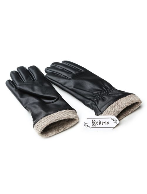 REDESS Winter Leather Gloves for Women, Wool Fleece Lined Warm Gloves, Touchscreen Texting Thick Thermal Snow Driving Gloves