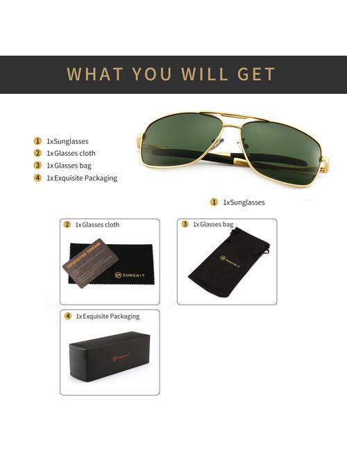 SUNGAIT Men's Polarized Sunglasses Durable Metal Frame for Fishing Driving Golf