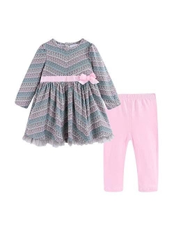 Cute Toddler Baby Girls Clothes Set Long Sleeve T-Shirt and Pants Kids 2pcs Outfits