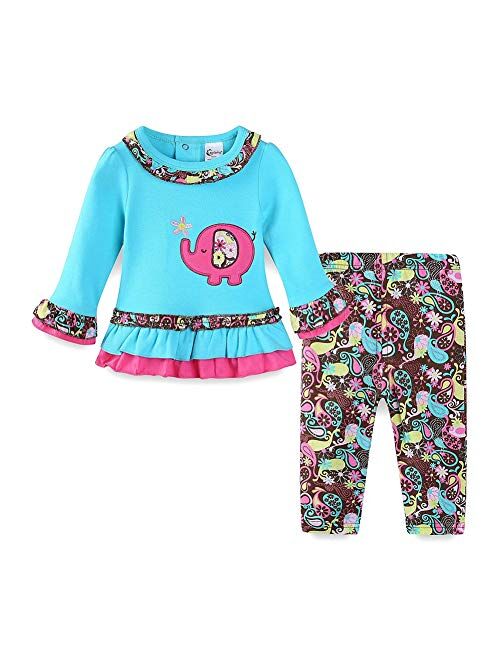 LittleSpring Cute Toddler Baby Girls Clothes Set Long Sleeve T-Shirt and Pants Kids 2pcs Outfits