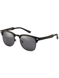 Classic Semi-Rimless Frame Retro Brand Polarized Sunglasses for Men and Women UV 400 Protection