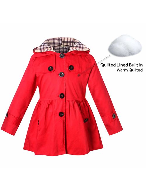 BINPAW Girl's Hooded Trench Coat