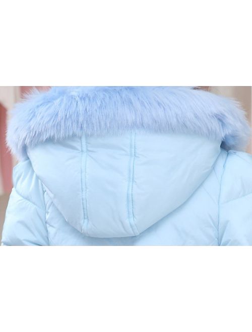 DNggAND Child Kids Girls Winter Warm Jackets Snowsuit Hooded Windbreaker Outwear with Soft Fur Hoodies for 3-12 Years Old