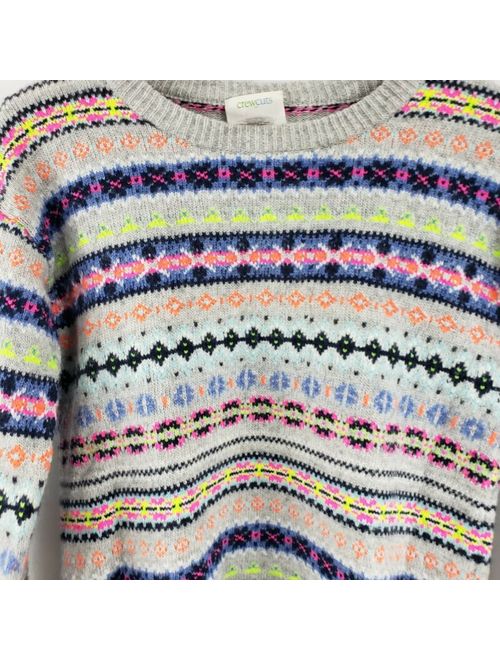 J Crew Crew Cuts Kids Wool Blend Fair Isle Pullover Sweater Size 14