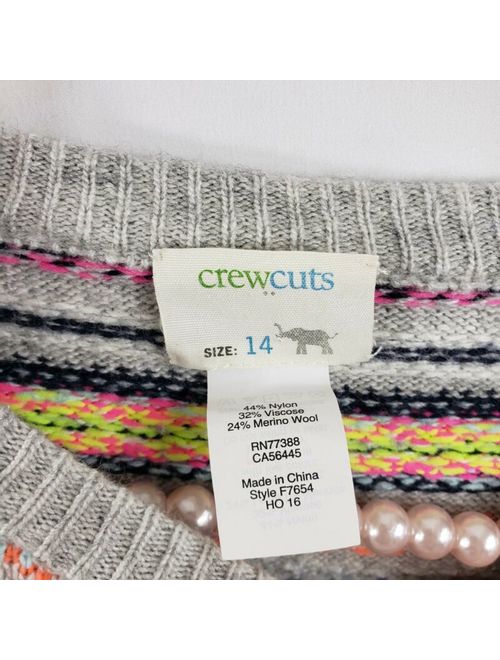 J Crew Crew Cuts Kids Wool Blend Fair Isle Pullover Sweater Size 14