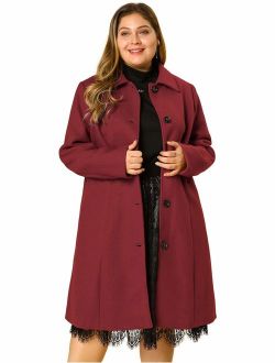 Agnes Orinda Women's Plus Size Single Breasted Belted Winter Long Coat