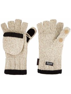 Heat Factory Fleece-Lined Ragg Wool Gloves with Fold-Back Finger Caps and Hand Heat Warmer Pockets, Women's