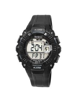 Digital and Chronograph Sport Resin Strap Watch - Black