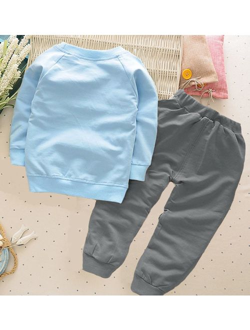 BomDeals Cute Cat Elephant Print Toddler Baby Girls Clothes Set,Long Sleeve T-Shirt +Pants Outfit