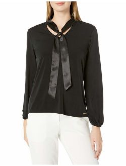 Women's Top with Charmeuse Tie