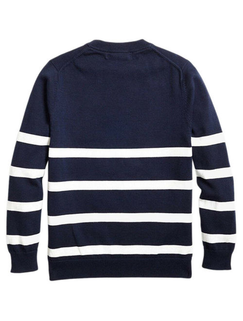 Brooks Brothers Boys Fleece Youth Navy with White Stripes Sweater, Sz L, 9863-1