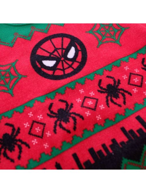 NEW MARVEL SPIDERMAN BOYS 10-12 LARGE UGLY CHRISTMAS PULLOVER SWEATER RED BLACK
