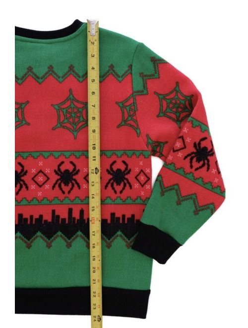 NEW MARVEL SPIDERMAN BOYS 10-12 LARGE UGLY CHRISTMAS PULLOVER SWEATER RED BLACK