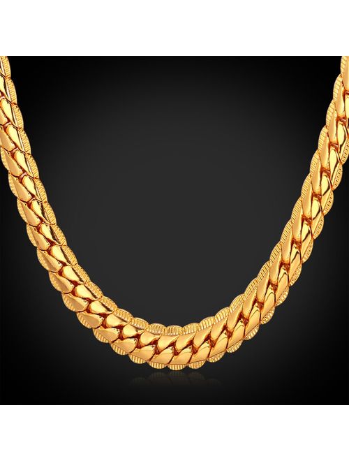 Available Stainless Steel/Black Gum/18K Gold Plated Jewelry Thick Franco Curb Link Necklace Length 22 24 26 28 30 U7 Men Hip Hop Chunky Chain Width 6mm 9mm 12mm