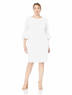 Women's Plus Size 3/4 Peplum Sleeve Sheath Dress