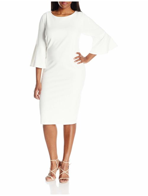 Calvin Klein Women's Plus Size 3/4 Peplum Sleeve Sheath Dress
