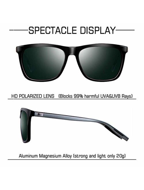 Sunglasses for Men-wearpro Polarized Vintage Men`s Sun Glasses WP1003 (Black/Gun)