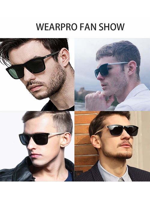 Sunglasses for Men-wearpro Polarized Vintage Men`s Sun Glasses WP1003 (Black/Gun)