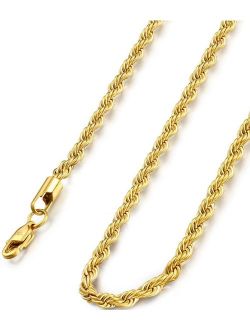 FIBO STEEL 4-8 MM Stainless Steel Mens Womens Necklace Twist Rope Chain, 16-36 inches