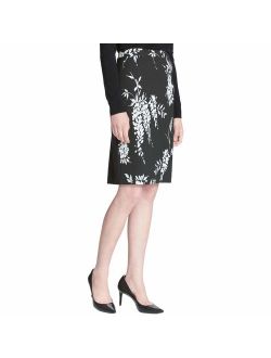 Womens Jacquard Knee-Length Pencil Skirt