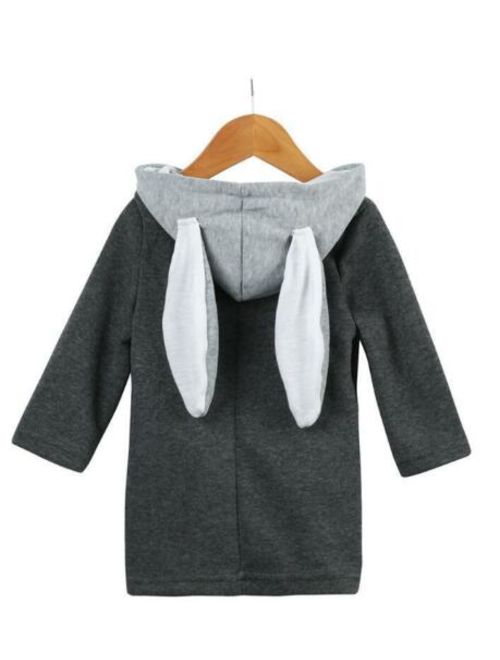 1-8 Years Kid Boy Girl Winter Thick Rabbit Long Ear Hooded Coat Jacket Outwear