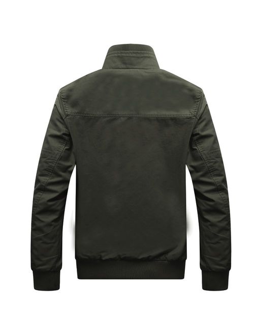 Dwar Men's Casual Long Sleeve Full Zip Outdoor Jacket with Shoulder Straps