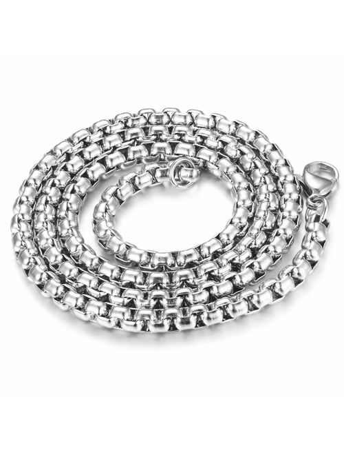 Besteel 2-5mm Womens Mens Stainless Steel Rolo Cable Wheat Chain Link Necklace 16-36 Inch