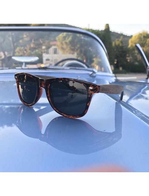 Woodies Walnut Wood Polarized Sunglasses with Tortoise Shell Frame