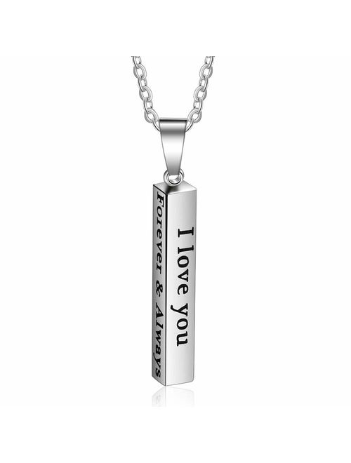 MoAndy Stainless Steel Love Forever Engraved Pendant Necklace for Men 