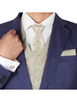 Y&G YGA1C01 Pretty Plaid Mens Vest Tie Cufflinks Hanky Bowtie Great Goods