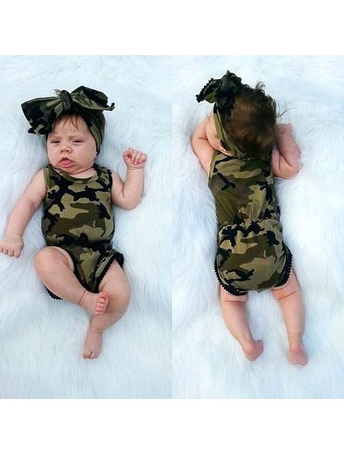 Camo Infant Bodysuit Toddler One Piece Baby Suit Bodysuit Army Romper Boys Girls