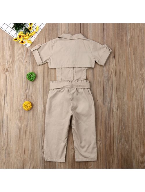Fashion Toddler Kids Baby Summer Solid Coveralls Backless Romper Romper Jumpsuit Clothes For Girls 2-7T