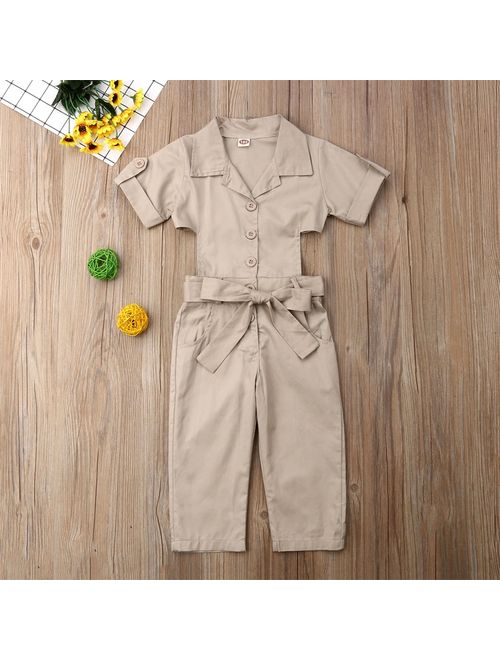 Fashion Toddler Kids Baby Summer Solid Coveralls Backless Romper Romper Jumpsuit Clothes For Girls 2-7T