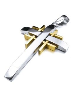 INBLUE Men's Stainless Steel Pendant Necklace Cross -with 23 Inch Chain
