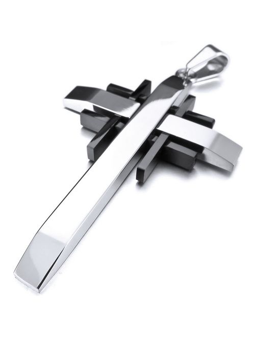INBLUE Men's Stainless Steel Pendant Necklace Cross -with 23 Inch Chain