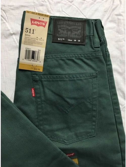 Levi's Levis 511 Jeans Boys 16 Regular 28x28 Slim Fit Slightly Tapered Waterlog Green