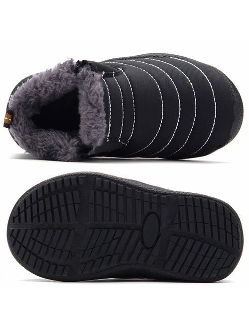 CIOR Boy's Girl's Snow Boots Fur Lined Winter Outdoor Slip On Shoes Boots