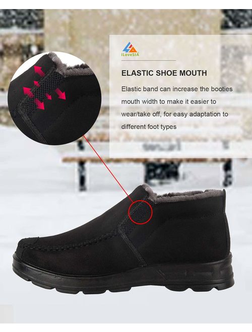 iloveSIA Men's Warm Fur Lining Slipper Loafer Winter Faux Fur Line Ankle Boots