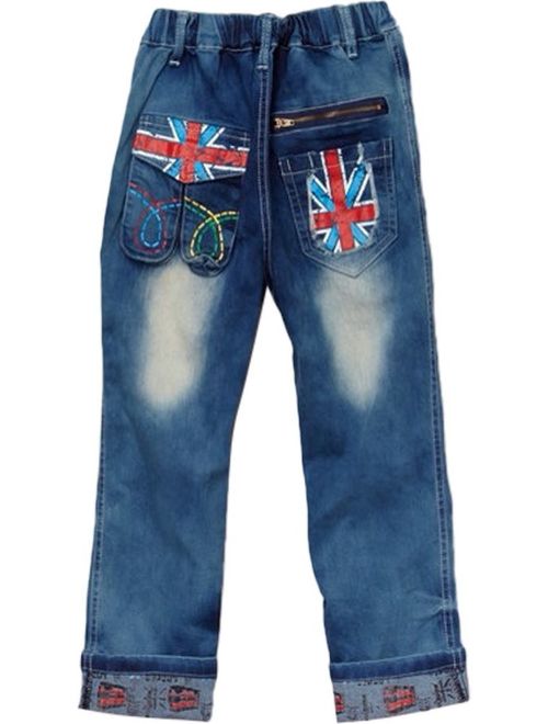Rock'nStyle Boys Blue Flag Detail Patch Stretchy Denim Pants