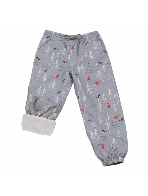 JAN & JUL Kids' Rain or Snow Pants, Water-Proof Cozy-Dry Fleece-Lined for Girls Boys Toddlers