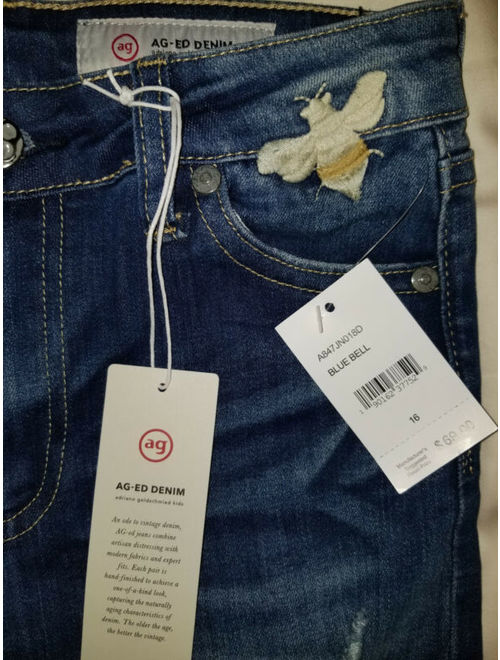 new AG - ED DENIM kids girls youth jeans ELLA super skinny blue size 16 MSRP $69