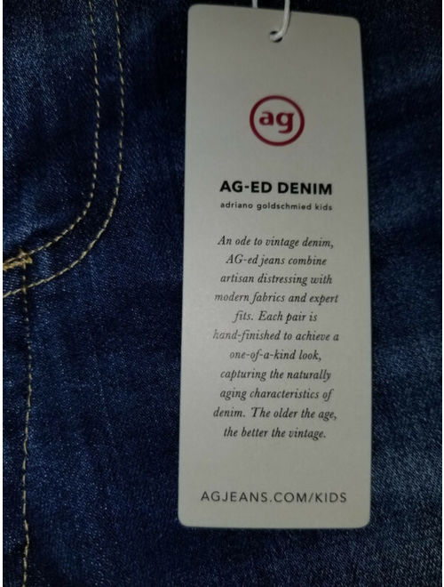 new AG - ED DENIM kids girls youth jeans ELLA super skinny blue size 16 MSRP $69