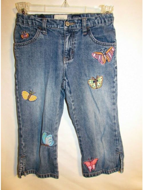 GAP Girl's Stretch Capris - Butterfly Embroidered - Size 7 Adjustable Waist