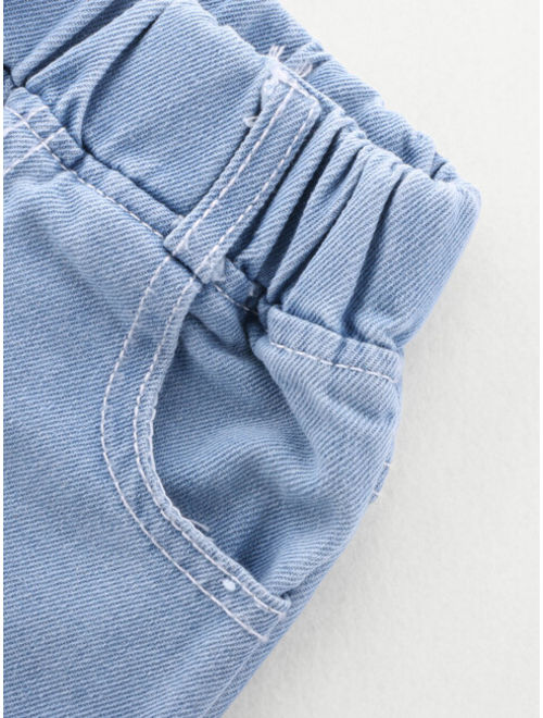 Shein Toddler Girls Plain Destroyed Jeans