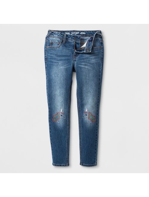 Girls' Skinny Unicorn Embroidered Jeans - Cat & Jack&#153; Medium Wash