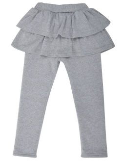 Simplicity Girls Stretchy Fleece Lined Footless Leggings with Ruffle Tutu Skirt
