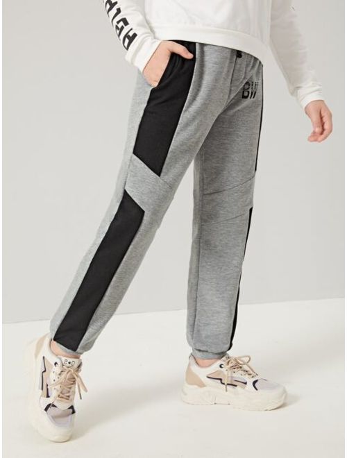 Shein Boys Letter Graphic Contrast Sideseam Sweatpants