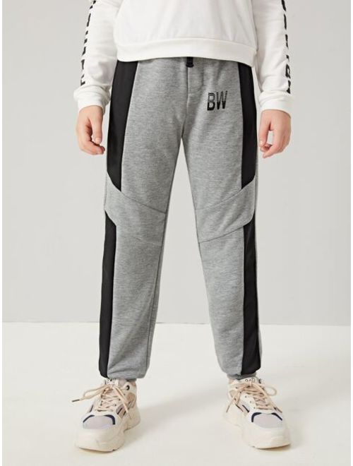 Shein Boys Letter Graphic Contrast Sideseam Sweatpants