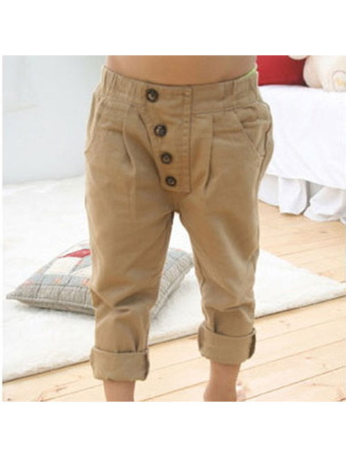 Kacakid Retro Toddler Kid Boy Khaki Casual Pants Pencil Straight Trousers 2-7Y Baby Clothes